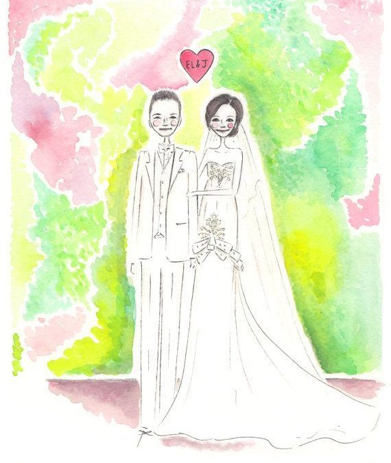 WE LOVE Custom Wedding Illustrations by Diary Sketches