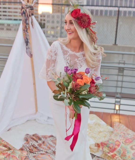 Bohemian Rooftop Bridal Session
