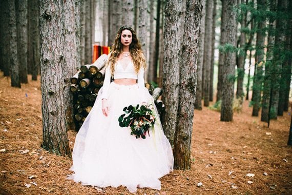 Two pieces, Wedding Dresses, Modern, Personal Style, Crop Top, Mix and Match, Untraditional, Boho-chic, Simple, BHLDN, Southern Bride Magazine, Alyssa Mc Elheny Photography