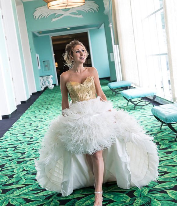 Kelly_Featanini’s_Fun_Feathery_Gown-Walking_Down_Green_Carpet