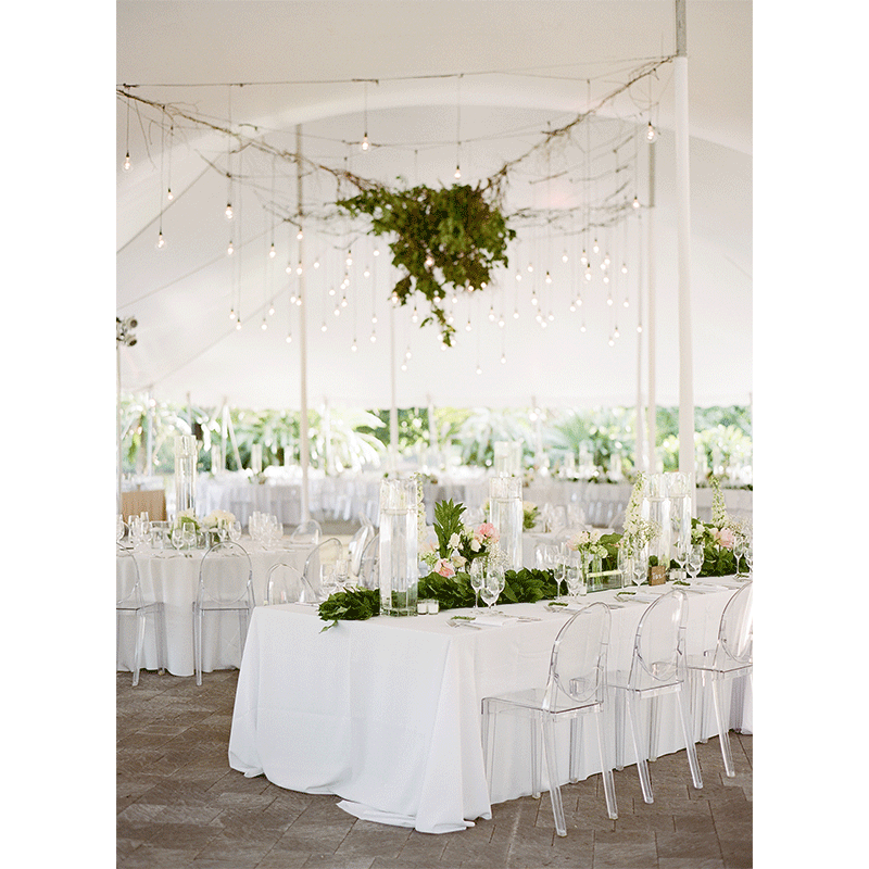 Events by Elle Inc acrylic chairs white and green decor