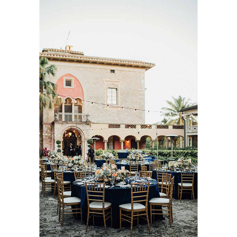 Events by Elle Inc navy and gold outdoor reception