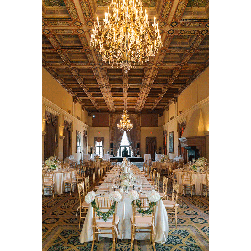 Events by Elle Inc reception room with chandeliers