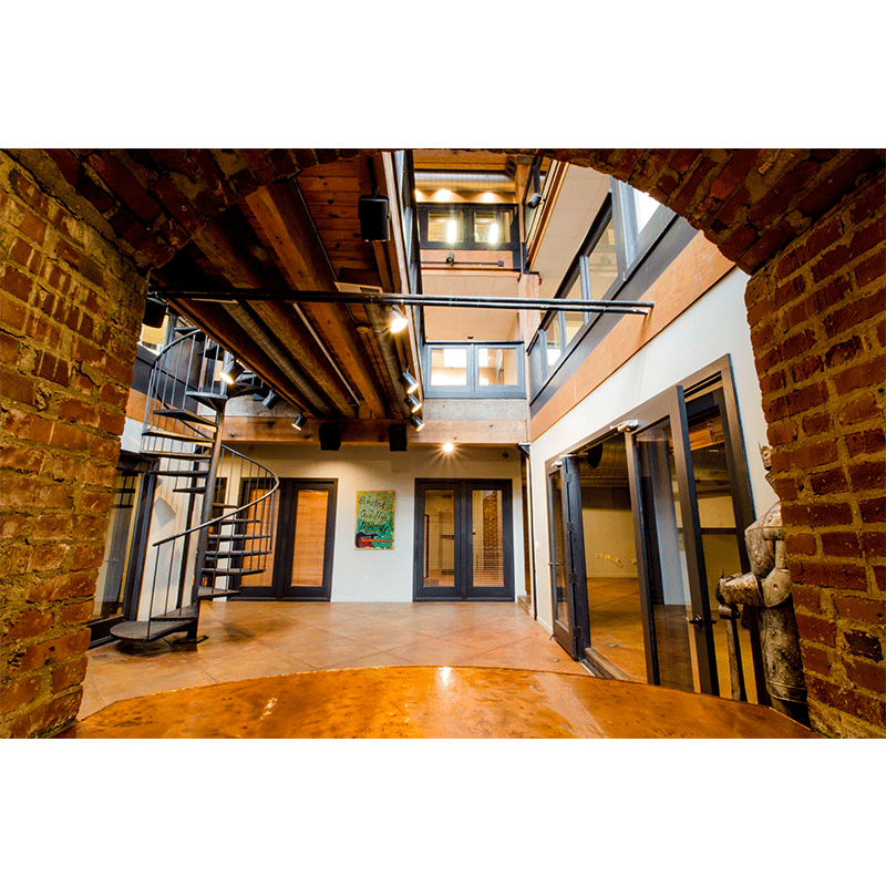 The Candy Factory Suites inside view spiral staircase