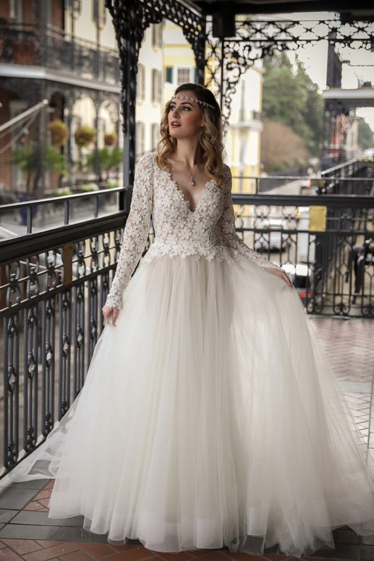 Trendy_Long_Sleeve_Tara_Keely_Wedding_Gown-looing_up