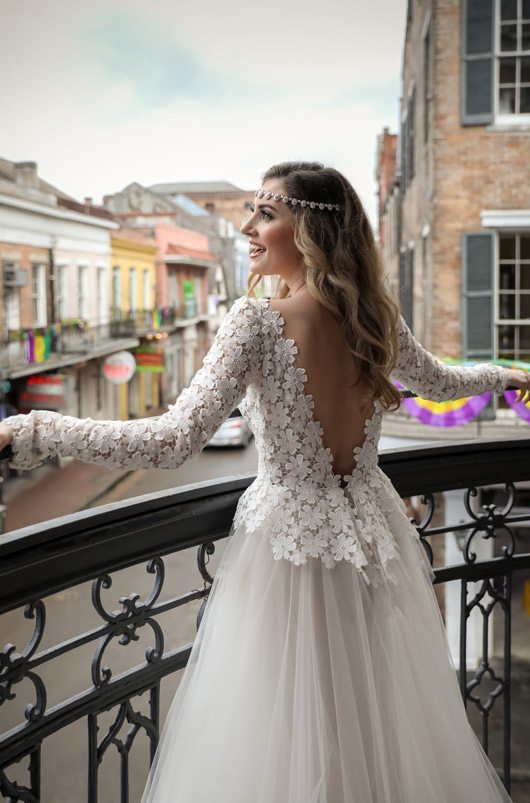 Trendy_Long_Sleeve_Tara_Keely_Wedding_Gown-low_back_of_dress