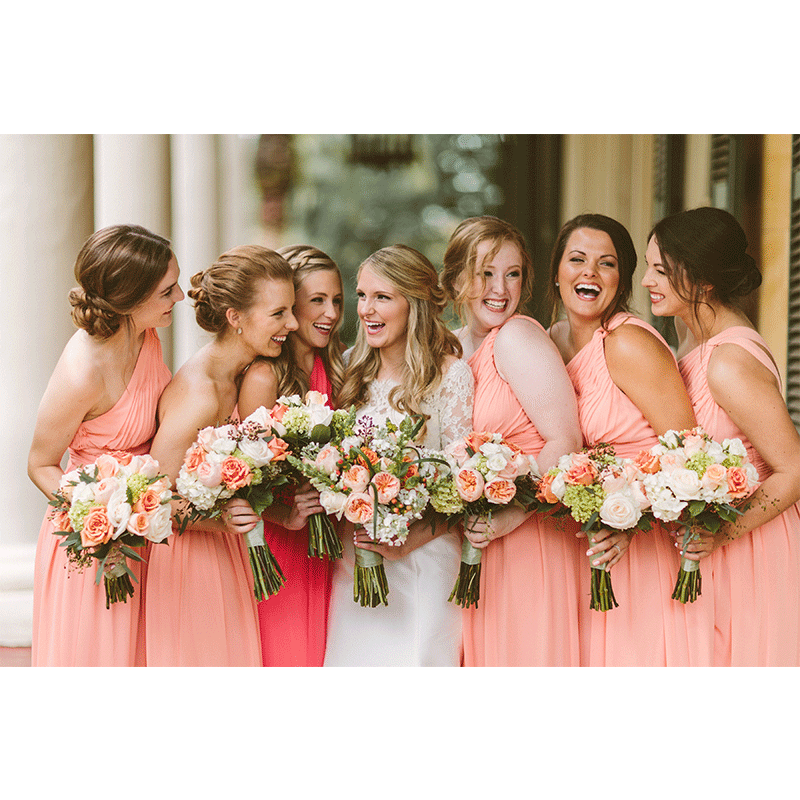 verde beauty bridesmaids smiling