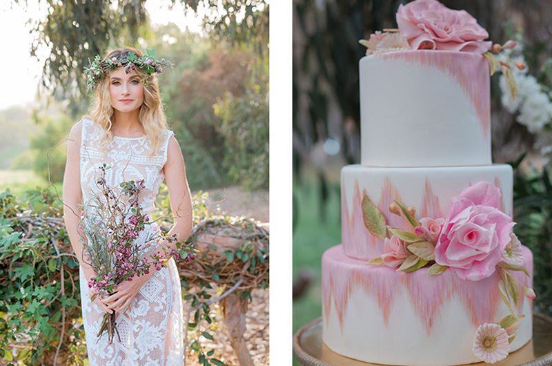 Boho_Chic_Wedding_Inspiration-Pink_Wedding_Cake