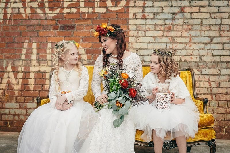 Industrial_Warehouse_Shoot-bride_with_flower_girls