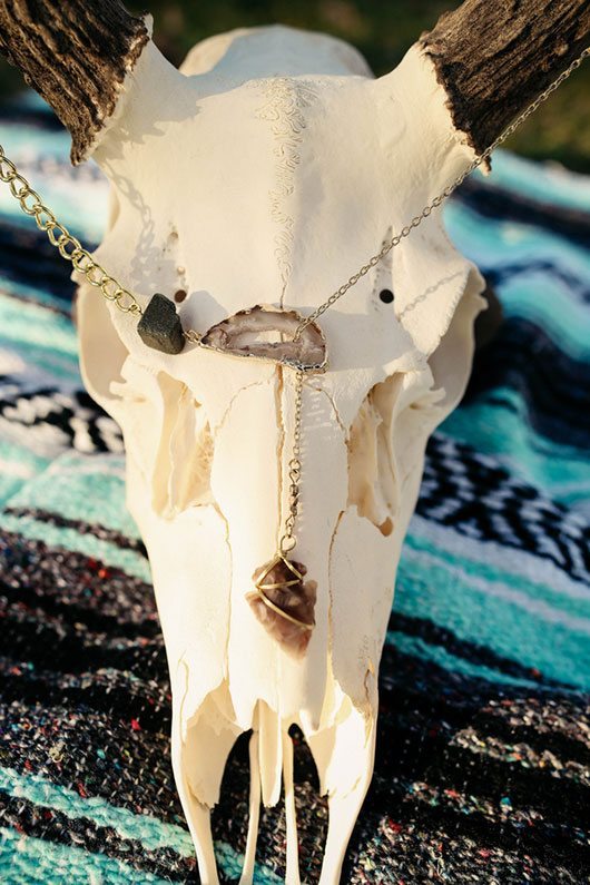 Outdoor_wedding-cow_skull_with_necklace