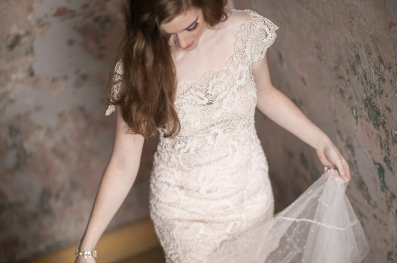 Beaded Sheath Wedding Gown by Heidi Elnora