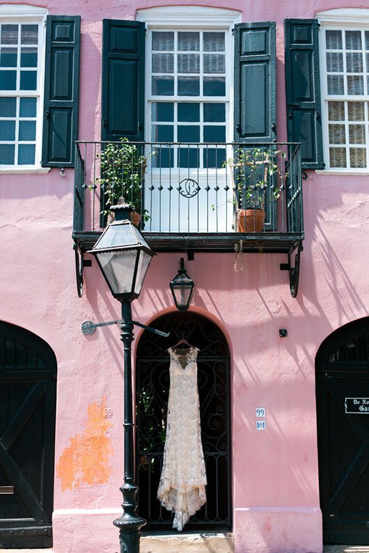 French_Boho-pink_building_with_bridal_gown