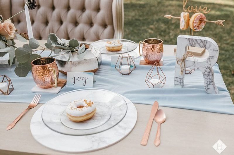 Modern Rustic Wedding Table Set With Donuts