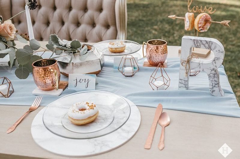 Modern Rustic Wedding Table Set With Donuts