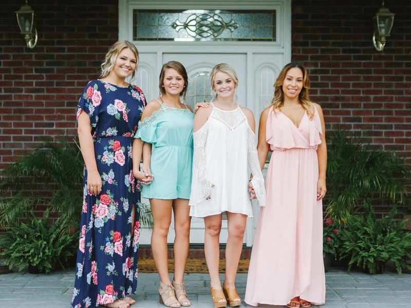 Southern Luncheon Bridal Party Holding Hands