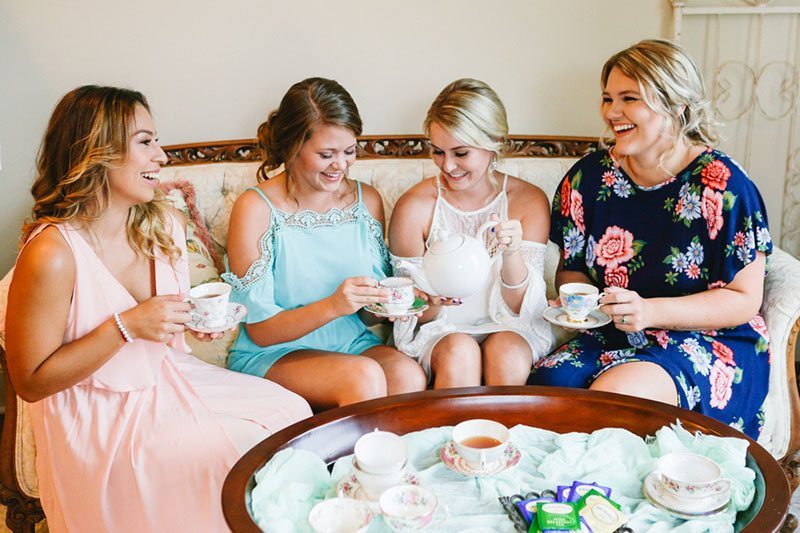 Southern Luncheon Bridal Party Laughing With Tea