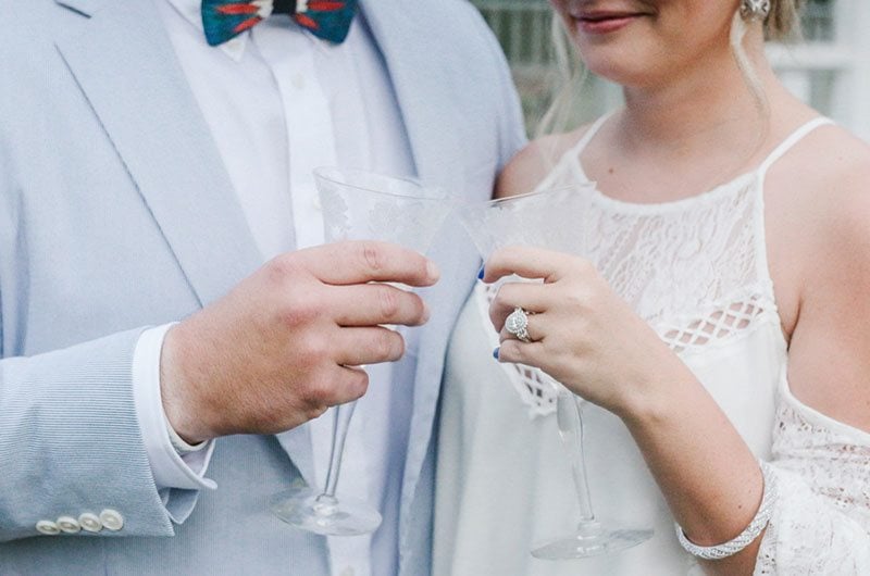 Southern Luncheon Bride And Groom With Glasses