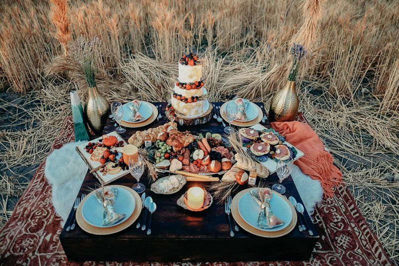 Bountiful Wheat Harvest Food With Cake In Field