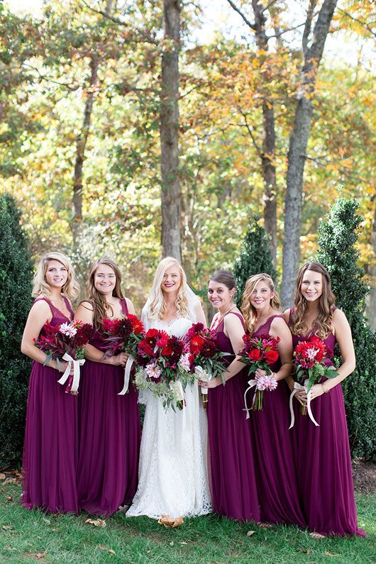 Halloween Wedding Bridal Party Holding Flowers