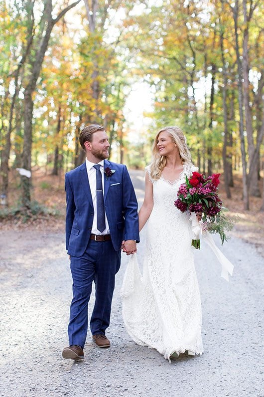 Halloween Wedding Bride And Groom On Gravel Road