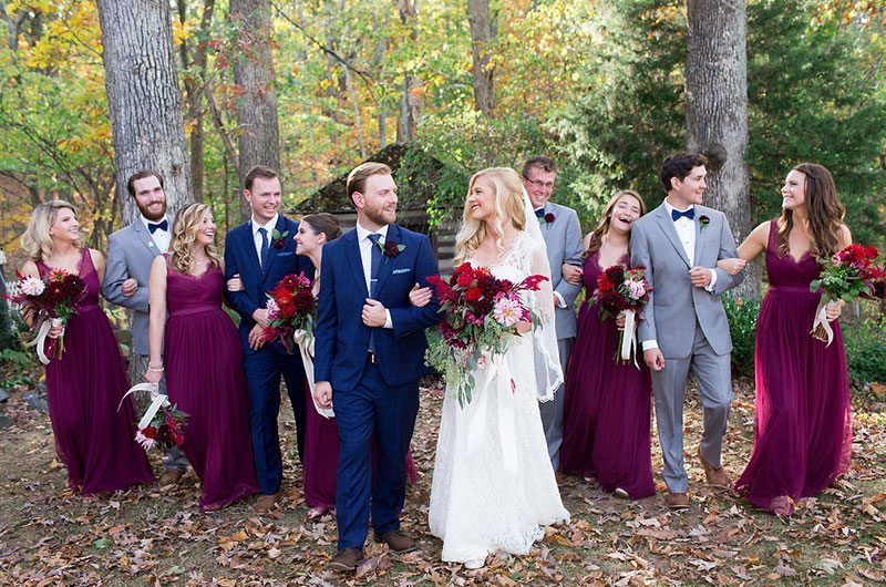 Halloween Wedding Bride And Groom With Party Walking