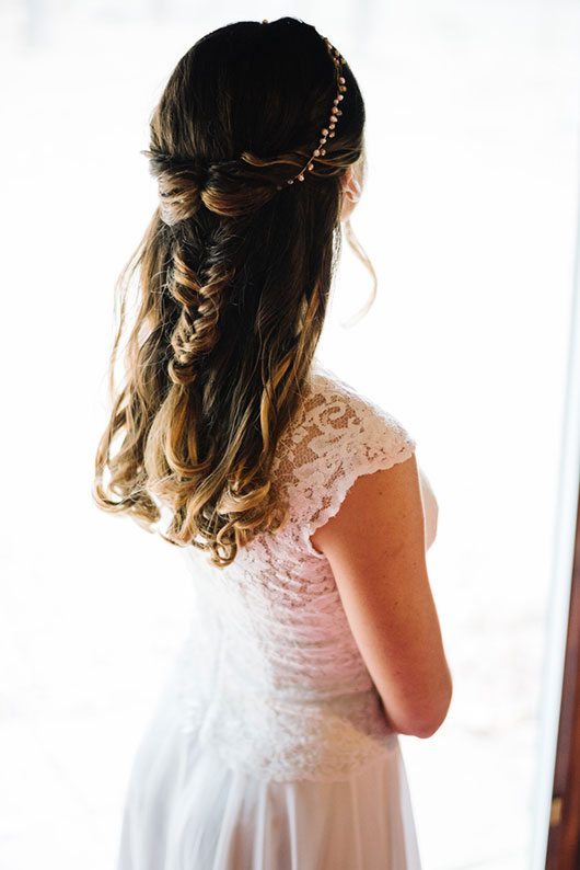 Modern Boho Bride By Window With Hair