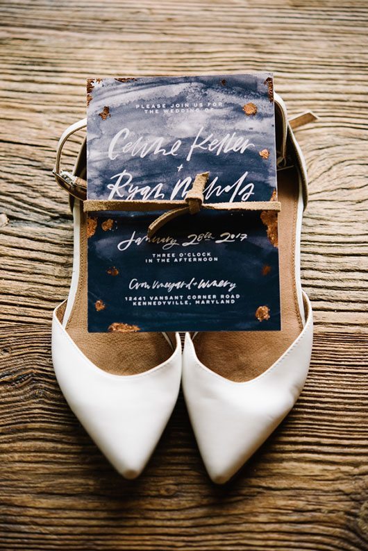 Modern Boho Shoes And Invitation