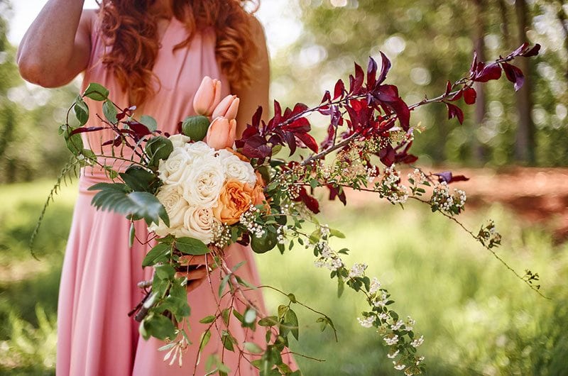 Pink Wedding Bride Holding Flowers Closeup