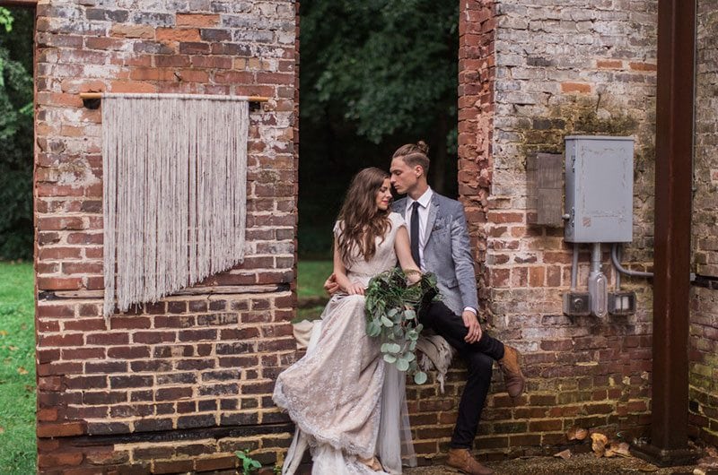 Rain Over Atlanta Bride And Groom Brick Building