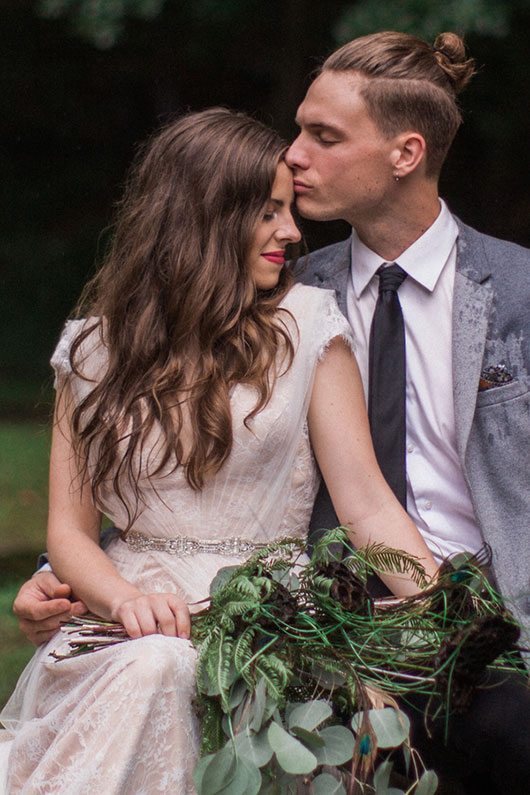 Rain Over Atlanta Groom Kissing Bride