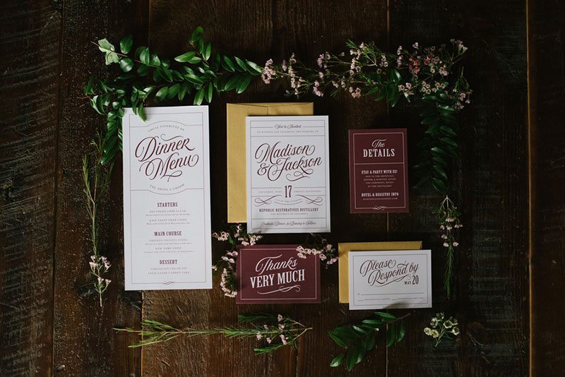 Restoratives Wedding Dinner Menu With Invitations