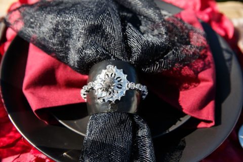 Vampire Wedding Black And Red Napkin With Spider