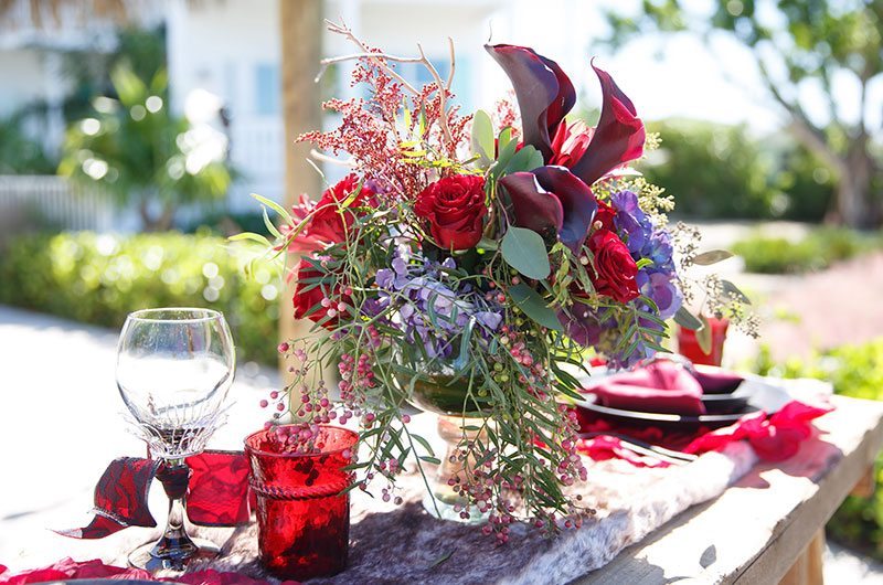 Vampire Wedding Flowers With Wine Glass