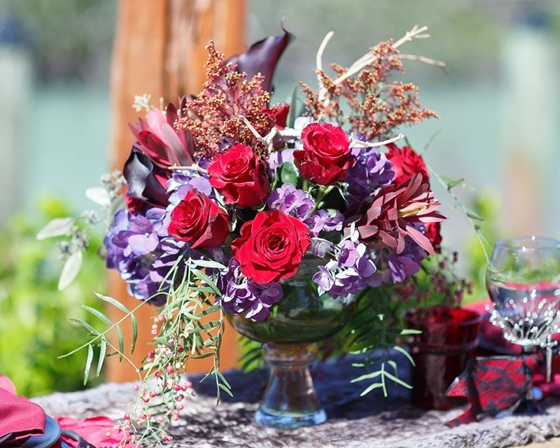 Vampire Wedding Red And Purple Flowers