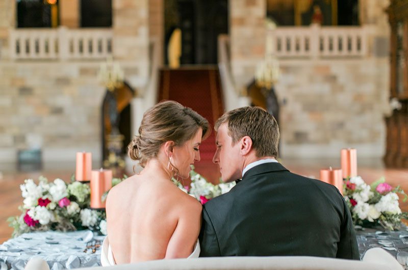 Chic And Modern Bride And Groom Sitting