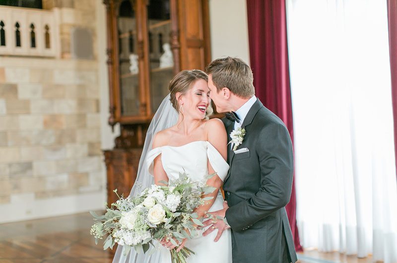 Chic And Modern Bride And Groom Standing