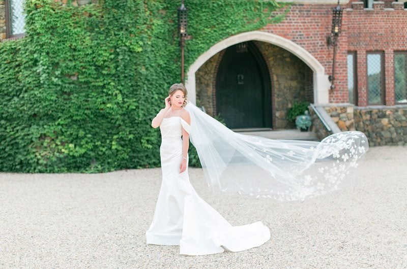 Chic And Modern Bride Standing Outside