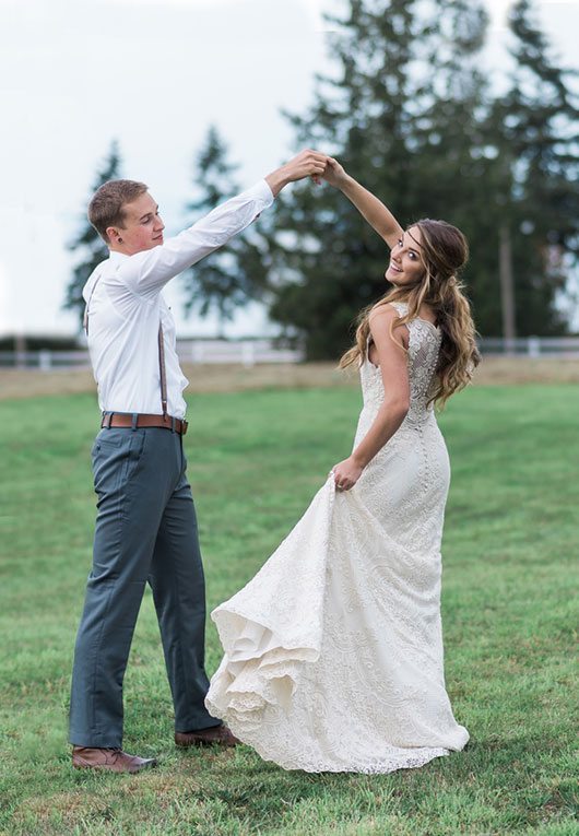 Countryside Bride And Groom Dancing