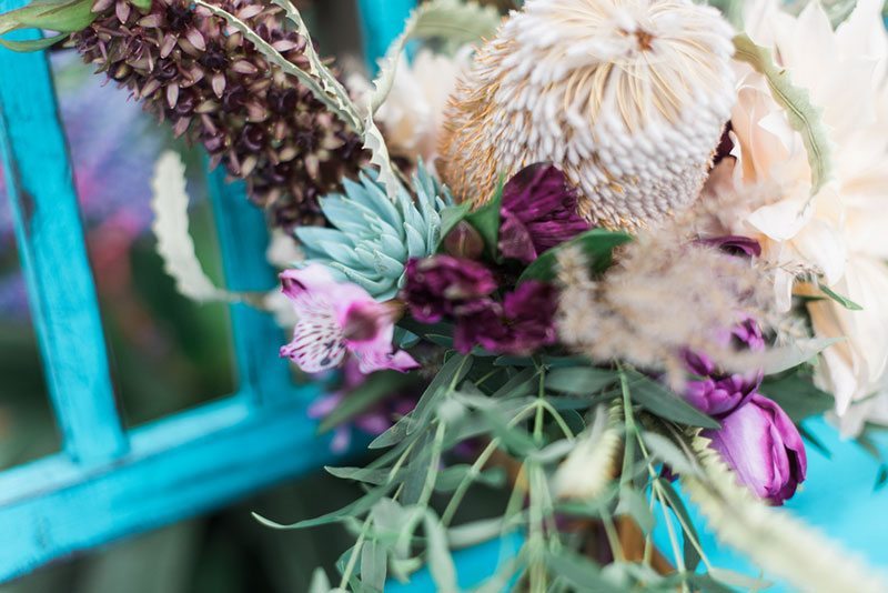 Countryside Purple And White Flowers With Blue