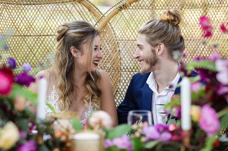 Enchanted Bride And Groom Laughing