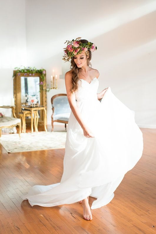 Enchanted Bride Dancing With Flower Crown