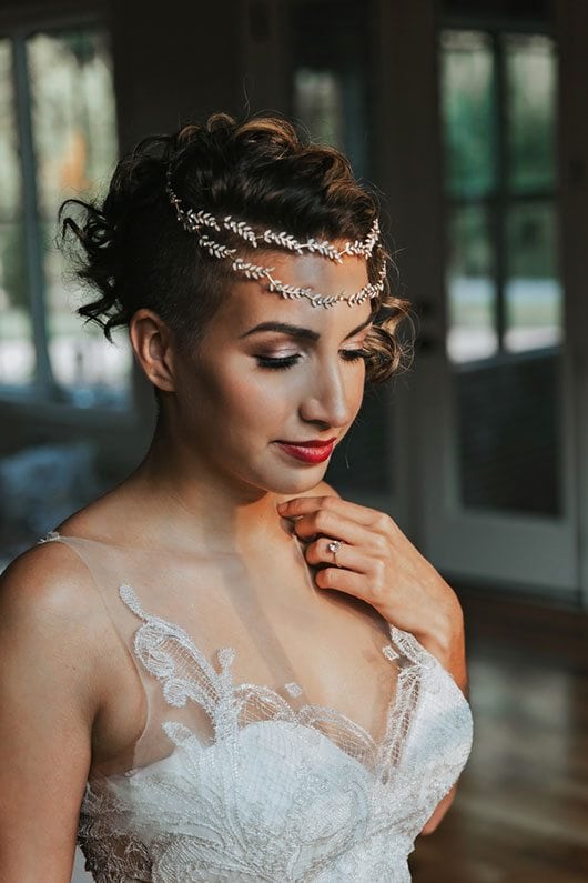 Gatsby Bride Wearing Headpiece