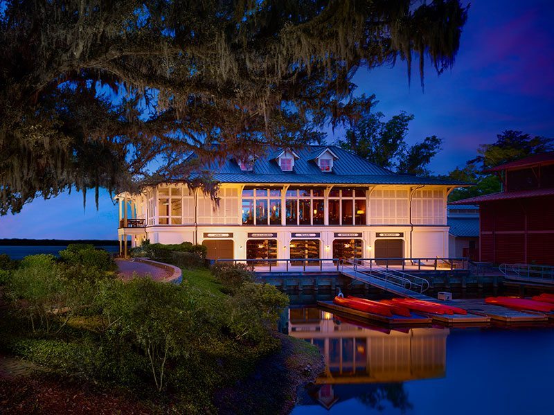 Montage House On Water At Night