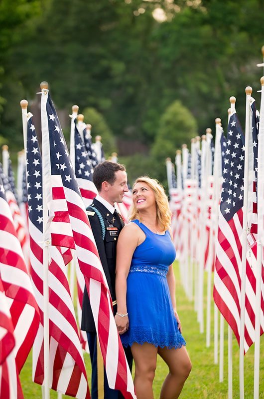 Patriotic Laughing Between Flags