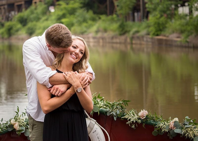 Proposal Couple Hugging On Boat