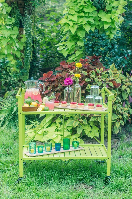 Southern Wedding Green Bar Cart