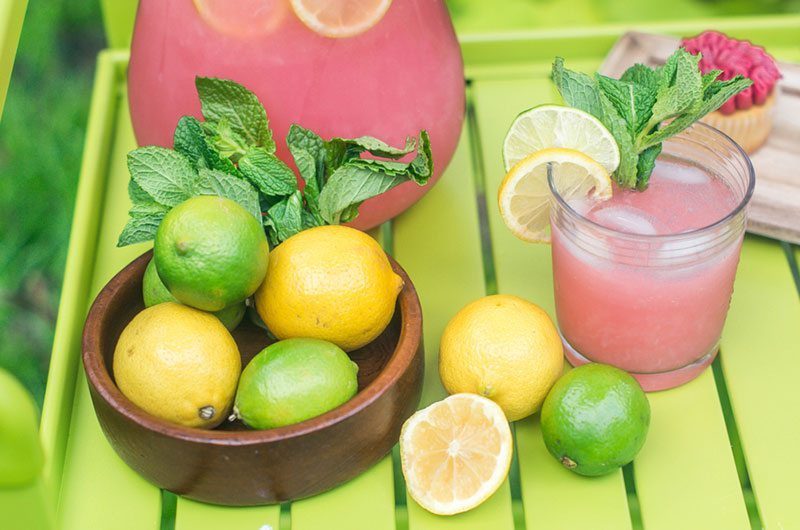 Southern Wedding Pink Lemonade With Lemons And Limes