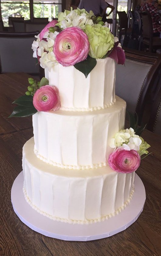 Sugartopia White Cake With Pink Flowers