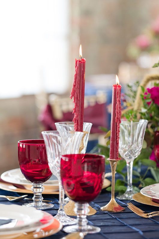 Vintage Copper Red Candles With Red Classes