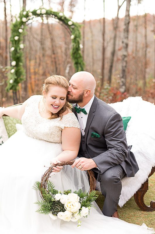 12 Days Of Christmas Wedding Inspiration Bride And Groom Kiss